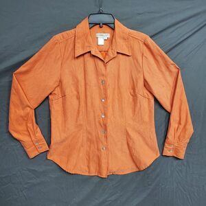 Coldwater Creek Shirt Womens Medium Orange Button-Up Long Sleeve Collared